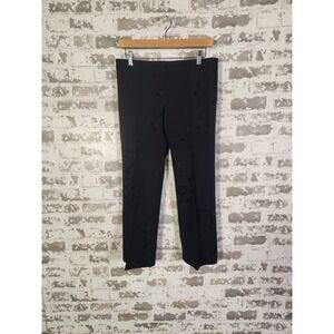 VILAGALLO Grafitti Pants Size 10 Black Doodles Burnout Velvet Cropped Fun Artsy